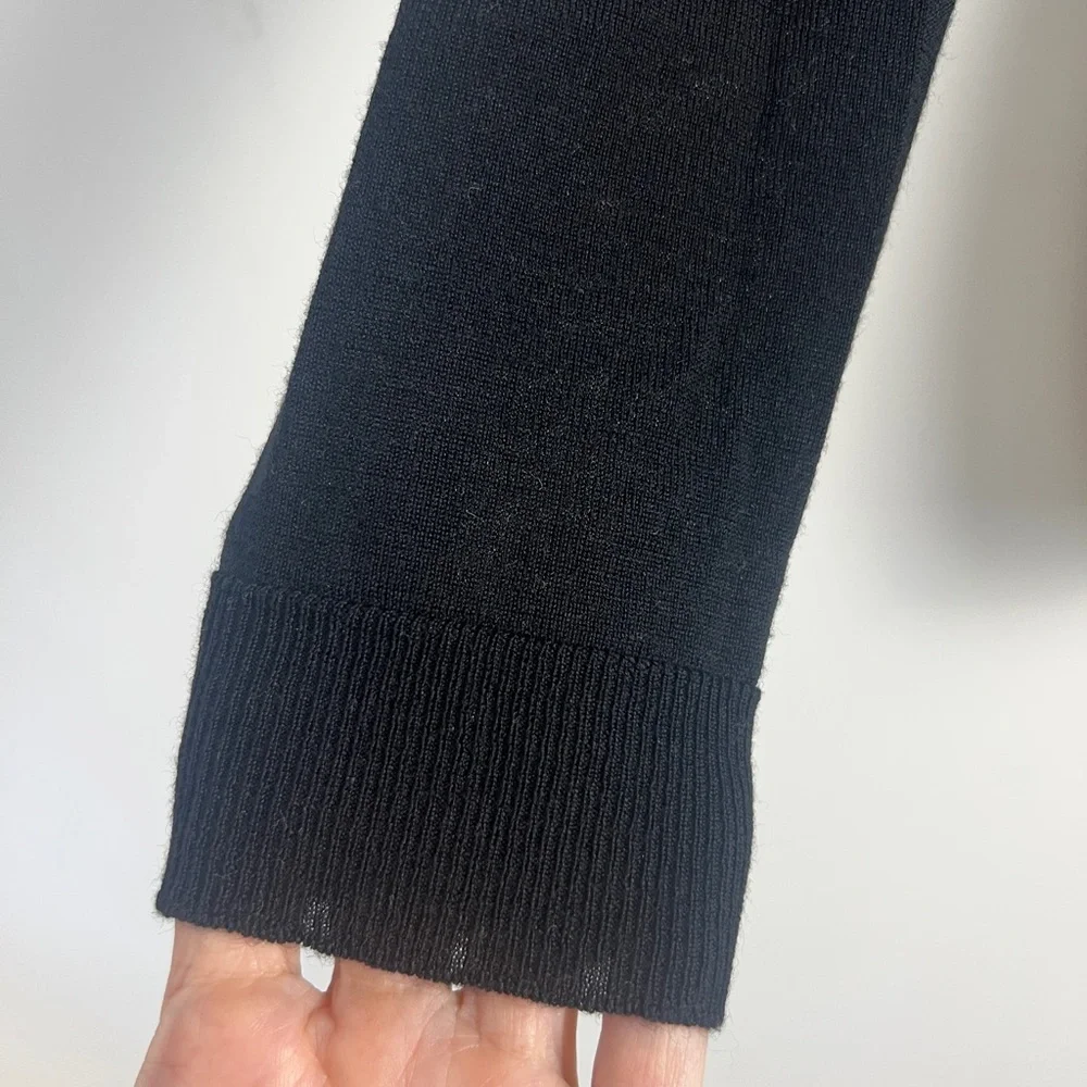 Tory‎ Burch Size XS Black Knit Long Sleeve Deep Plunge Body Suit